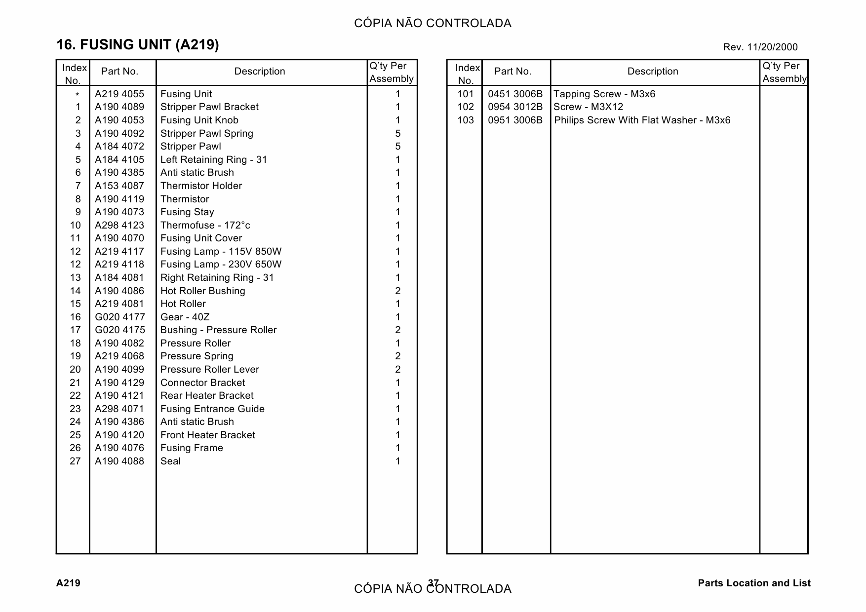 RICOH Aficio FT-4015 4018 3813 A219 A245 B019 Parts Catalog-3